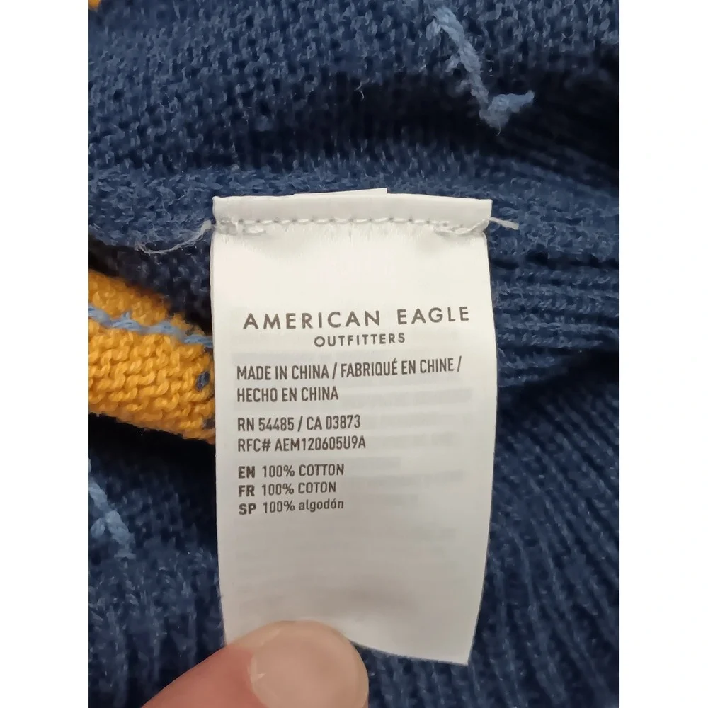 American Eagle Outfitters Argyle Sweater Vest Navy Blue Yellow White Women's M - Picture 5 of 9